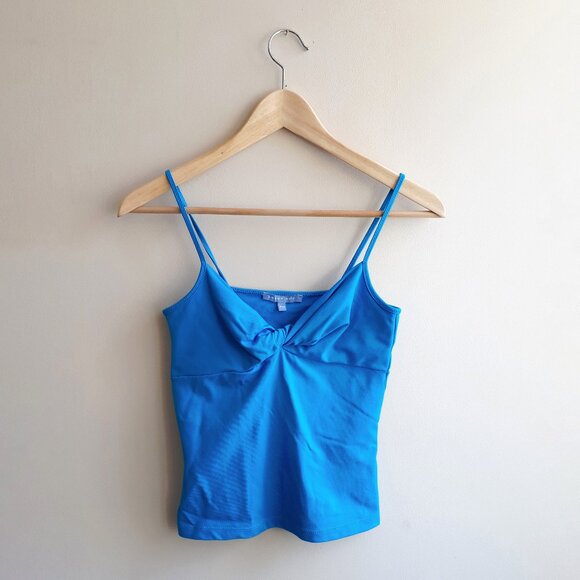 SMART SET Twisted Front Camisole with Spaghetti Straps in Bright Azure Blue - Picture 1 of 13
